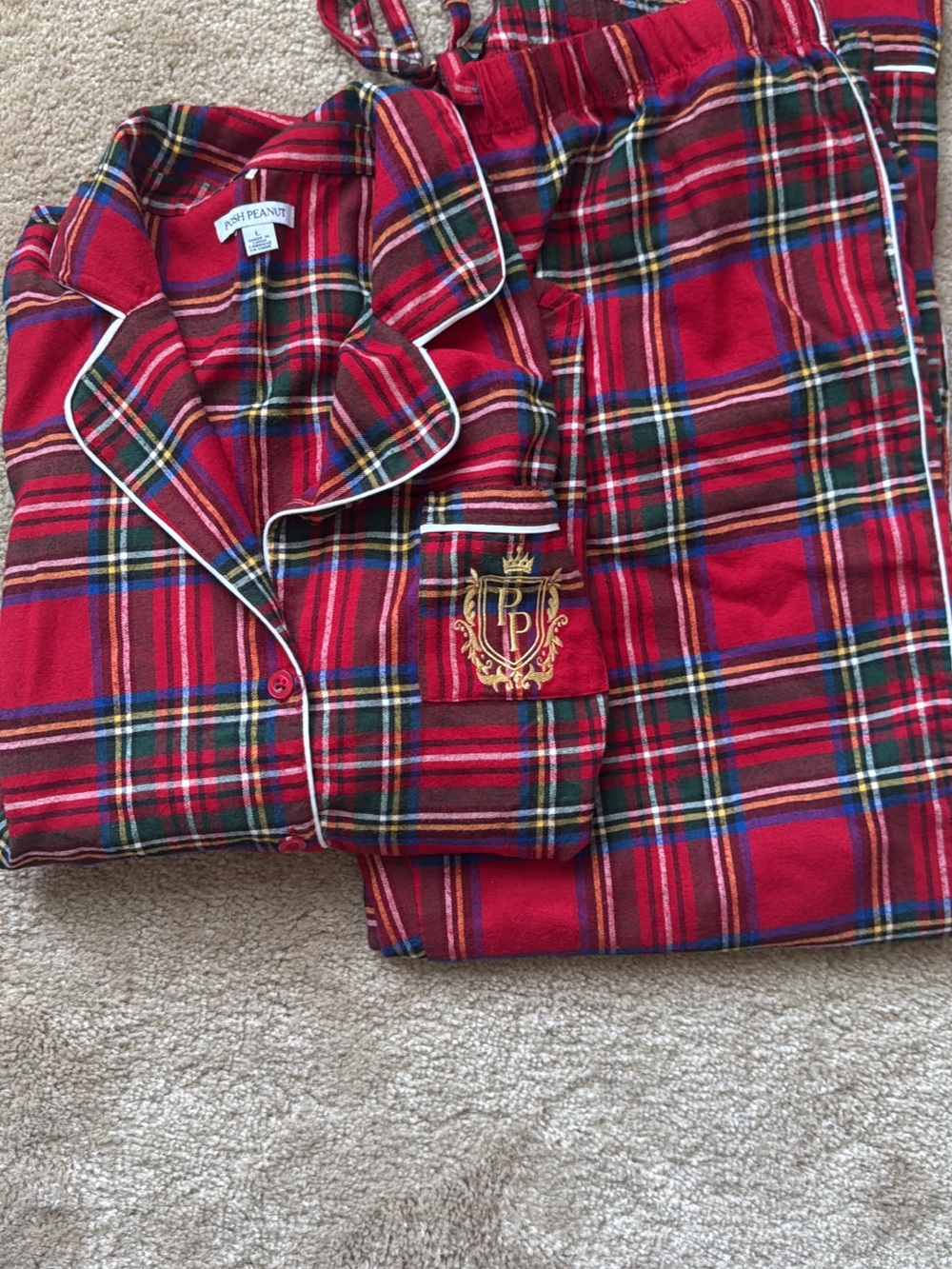 Posh Peanut Women’s Large Relaxed Pant Flannelette Red Tartan Plaid